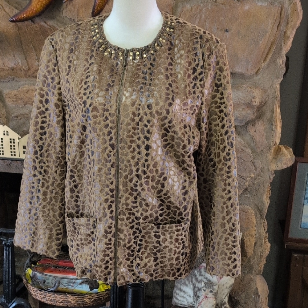 Brown Leopard Print Women's Jacket